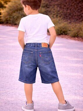 Levi’s Boys Denim Shorts Dark Wash Blue Jean Shorts Classic Kids Casual KDS07